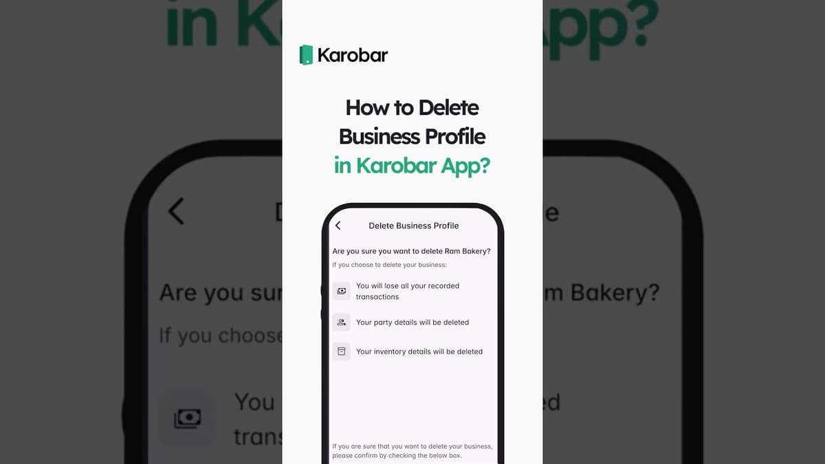 How to Delete a Business Profile in Karobar App?