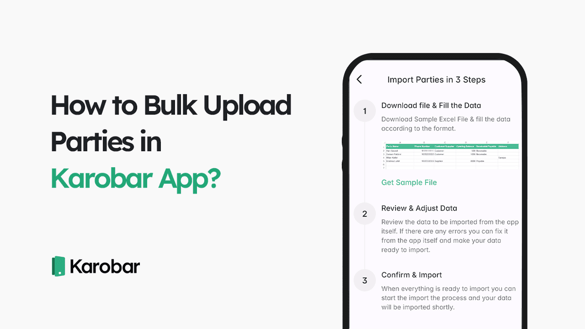 How to Bulk Upload Parties in Karobar App?